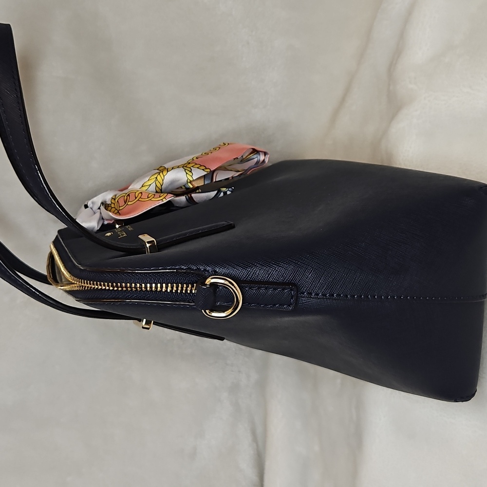 Kate Spade Navy Saffiano Leather Satchel Crossbody "Cedar Street Maise" - Picture 4 of 8